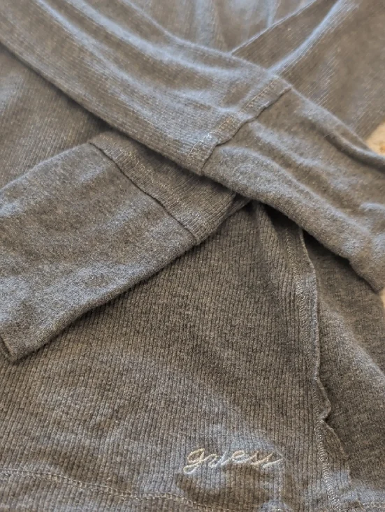 Guess Gray Long Sleeve Henley Top - Picture 3 of 6